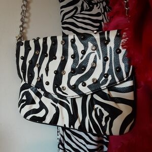 Grace Adele Zebra Print Shoulder Clutch